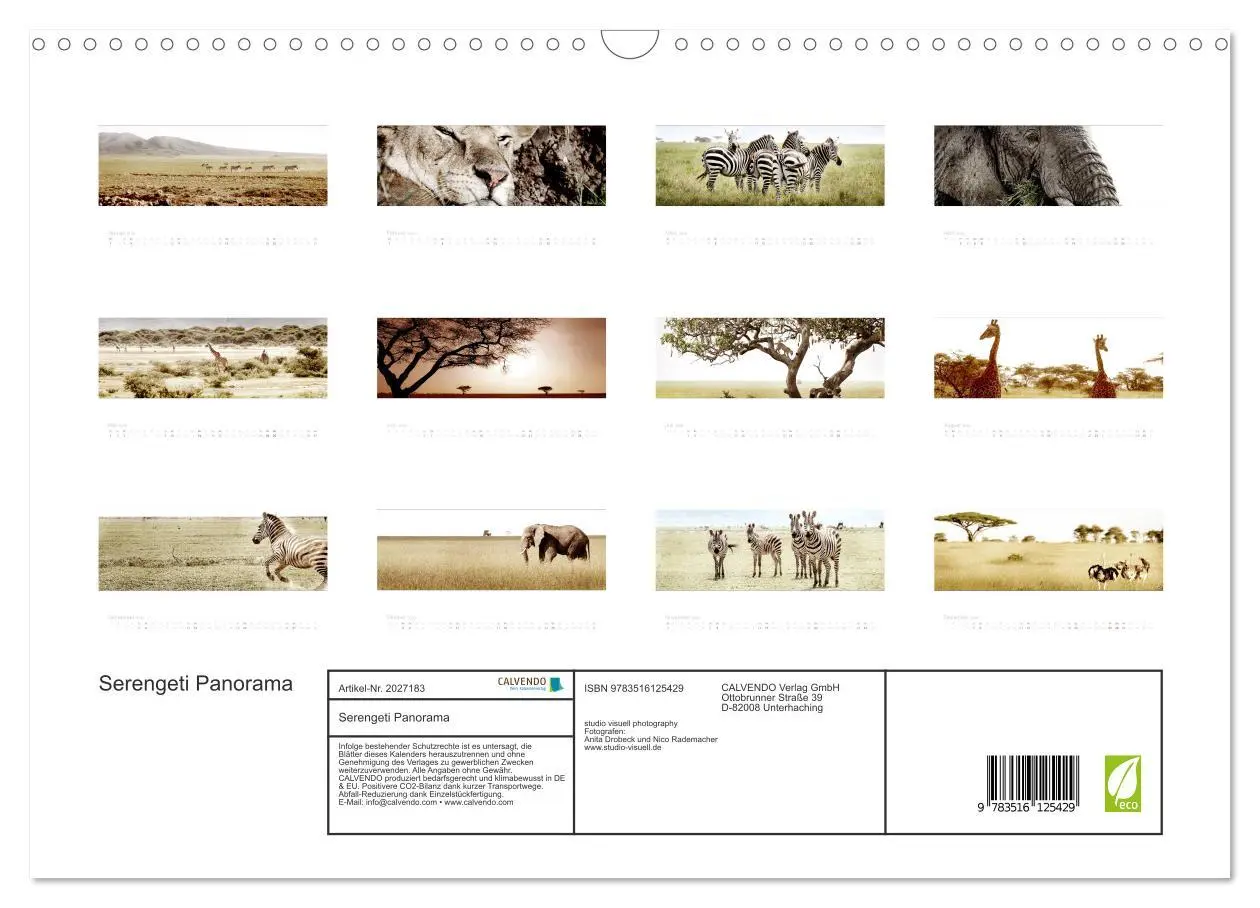Bild: 9783516125429 | Serengeti Panorama (Wandkalender 2026 DIN A3 quer), CALVENDO...