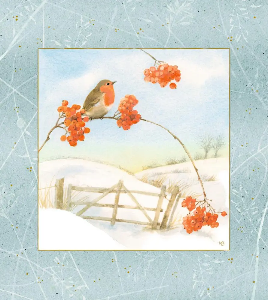 Cover: 4050003725529 | Wandkalender Wintermorgen mit Rotkehlchen | Marjolein Bastin | 1 S.