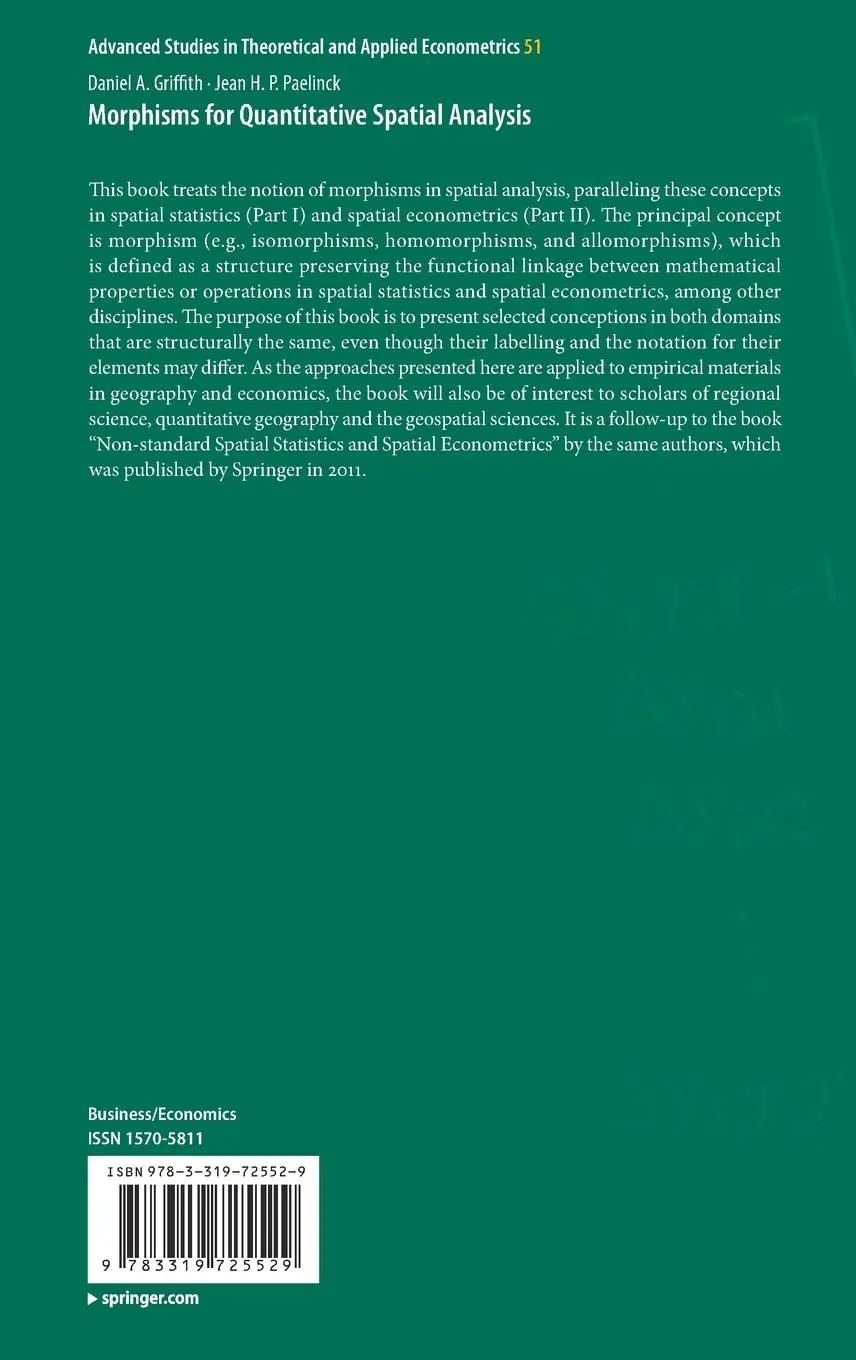 Rückseite: 9783319725529 | Morphisms for Quantitative Spatial Analysis | Paelinck (u. a.) | Buch
