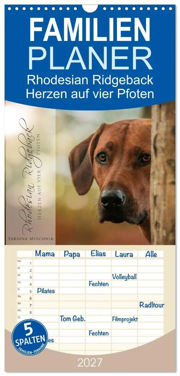 Cover: 9783594335529 | Familienplaner 2027 - Rhodesian Ridgeback - Herzen auf vier Pfoten...
