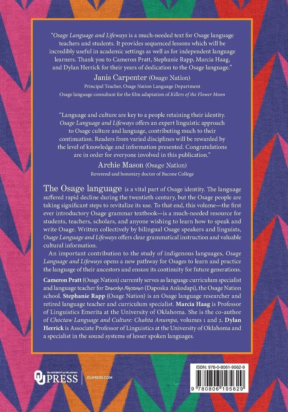 Rückseite: 9780806195629 | Osage Language and Lifeways | Cameron Pratt (u. a.) | Taschenbuch