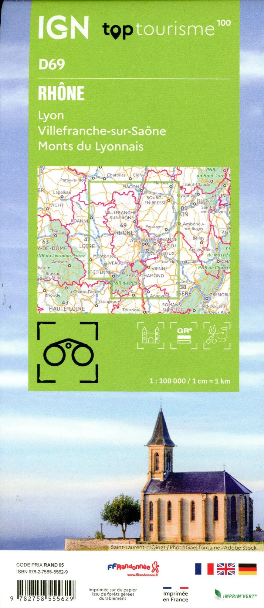 Bild: 9782758555629 | 69 Rhône | 1:100000 | (Land-)Karte | IGN Top 100 départemental | 2024