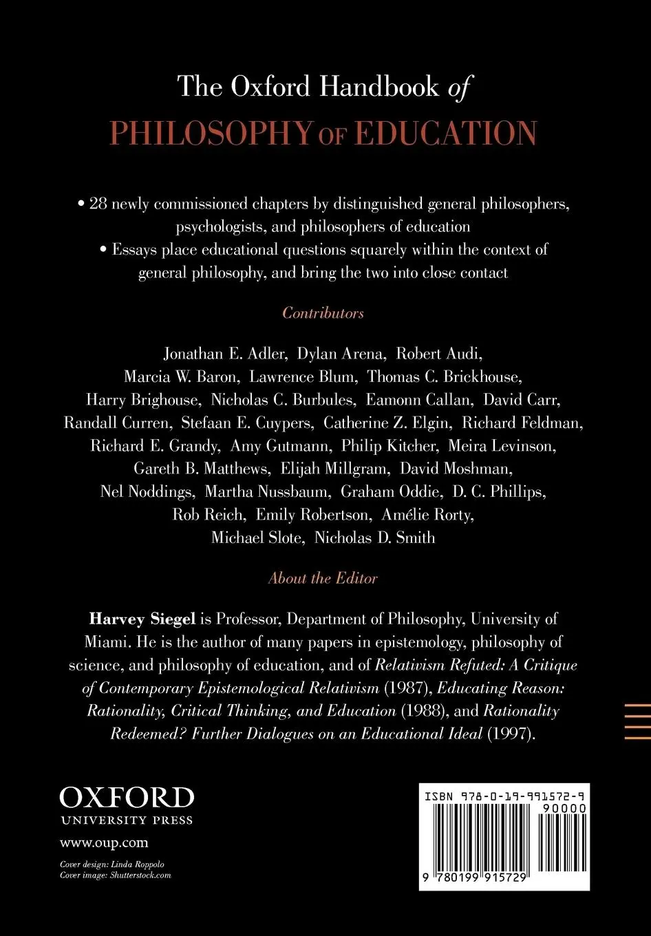 Rückseite: 9780199915729 | The Oxford Handbook of Philosophy of Education | Harvey Siegel | Buch