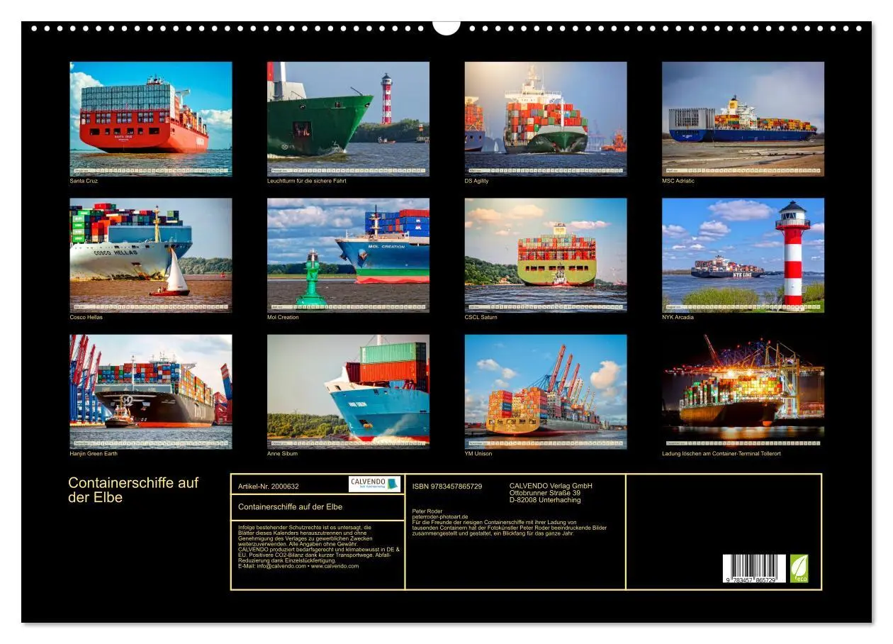 Bild: 9783457865729 | Containerschiffe auf der Elbe (Wandkalender 2026 DIN A2 quer),...