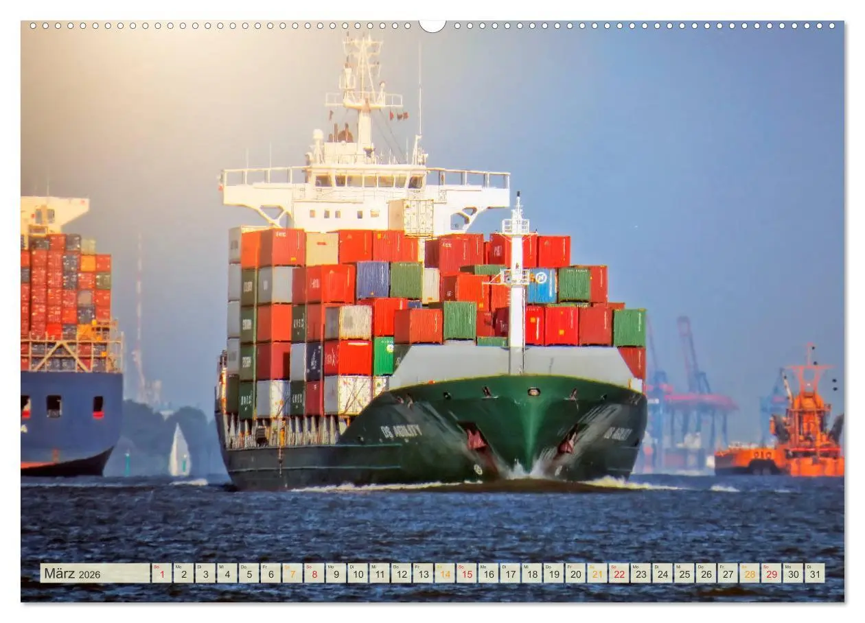 Bild: 9783457865729 | Containerschiffe auf der Elbe (Wandkalender 2026 DIN A2 quer),...