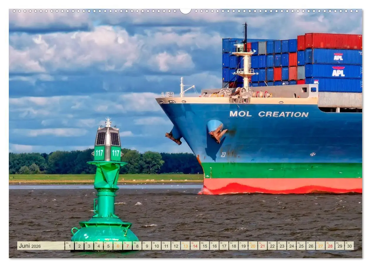 Bild: 9783457865729 | Containerschiffe auf der Elbe (Wandkalender 2026 DIN A2 quer),...