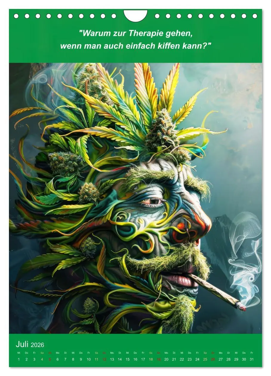 Bild: 9783516265729 | Der humoristische Cannabis Kalender (Wandkalender 2026 DIN A4...