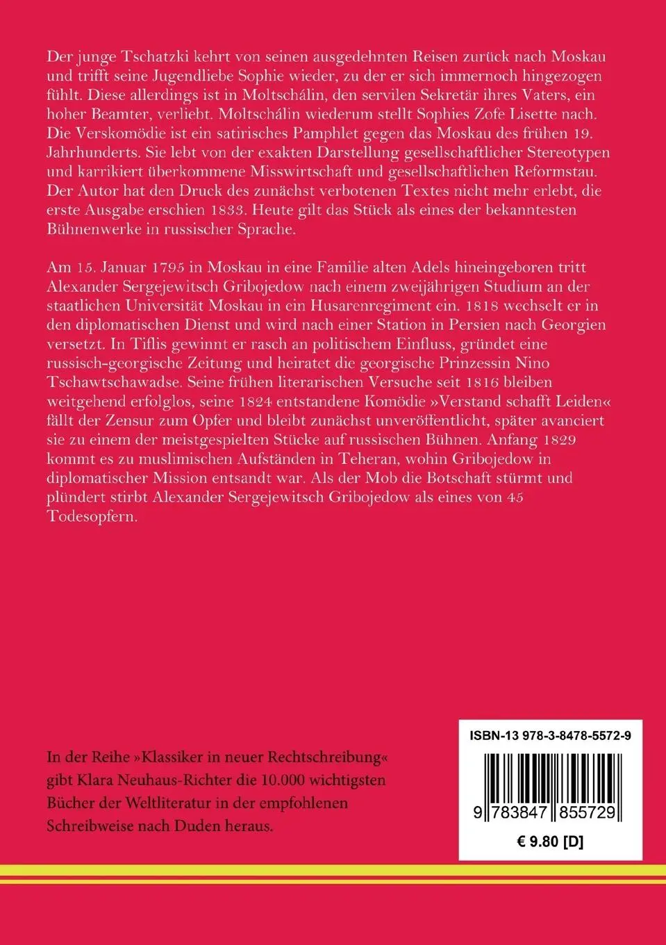 Rückseite: 9783847855729 | Verstand schafft Leiden | Alexander Gribojedow | Taschenbuch | 140 S.