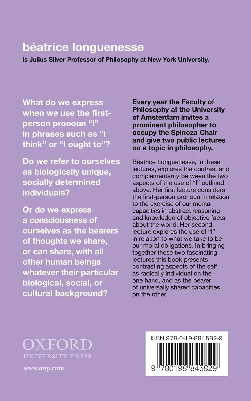 Rückseite: 9780198845829 | The First Person in Cognition and Morality | Beatrice Longuenesse