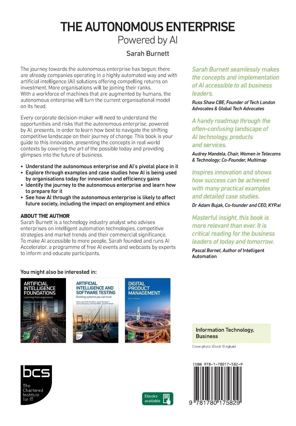 Rückseite: 9781780175829 | The Autonomous Enterprise | Powered by AI | Sarah Burnett | Buch