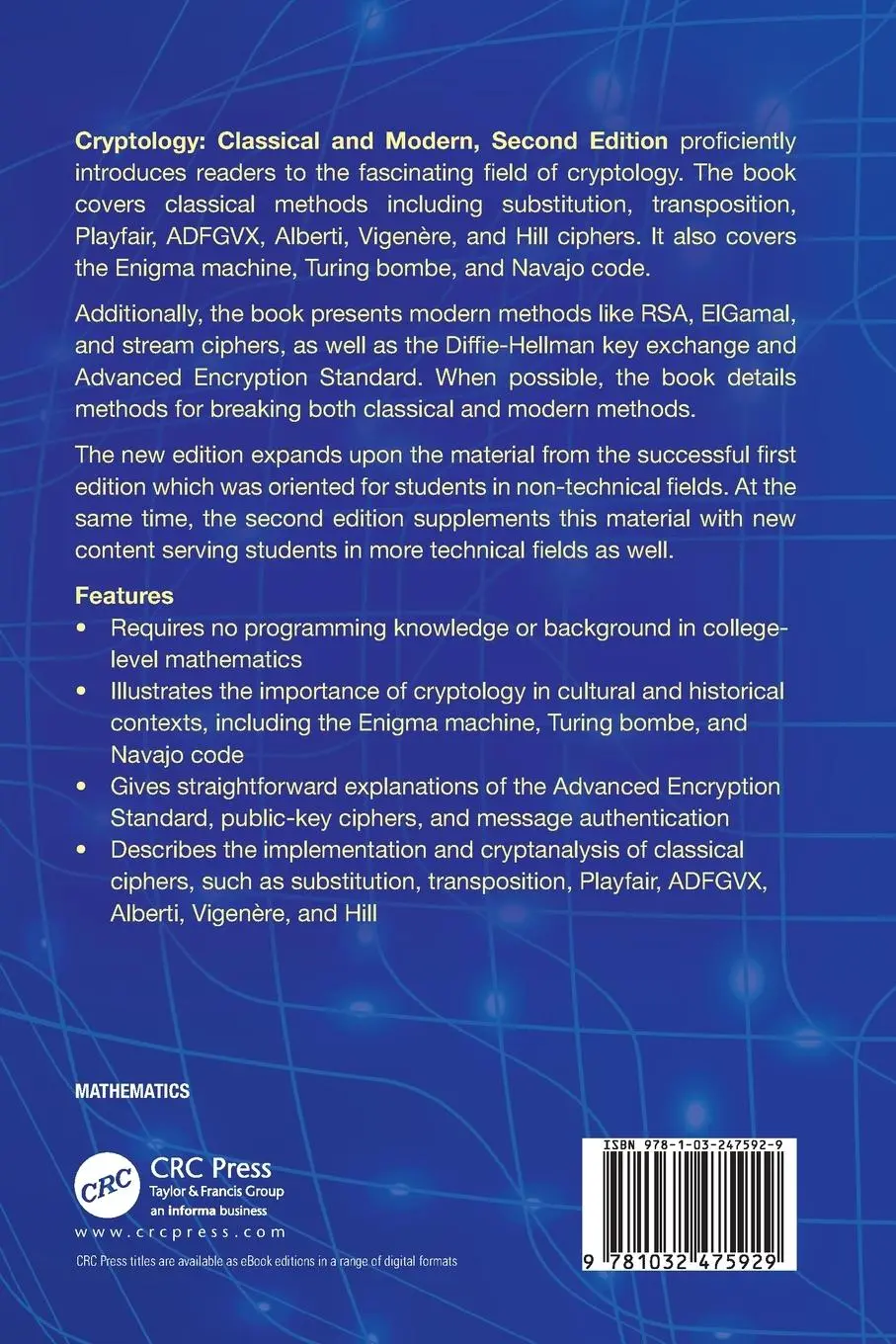 Rückseite: 9781032475929 | Cryptology | Classical and Modern | Richard Klima (u. a.) | Buch