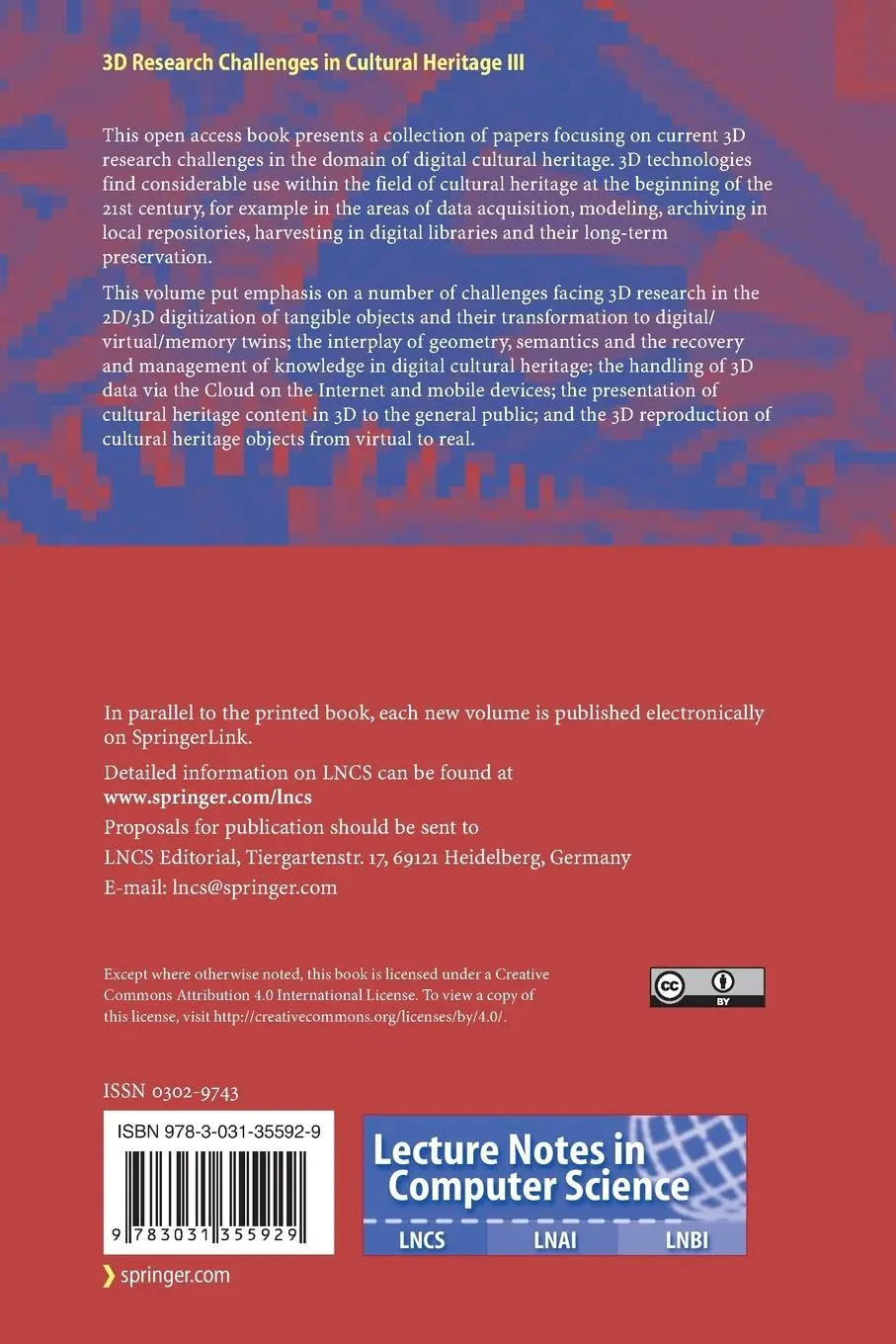 Rückseite: 9783031355929 | 3D Research Challenges in Cultural Heritage III | Ioannides (u. a.)