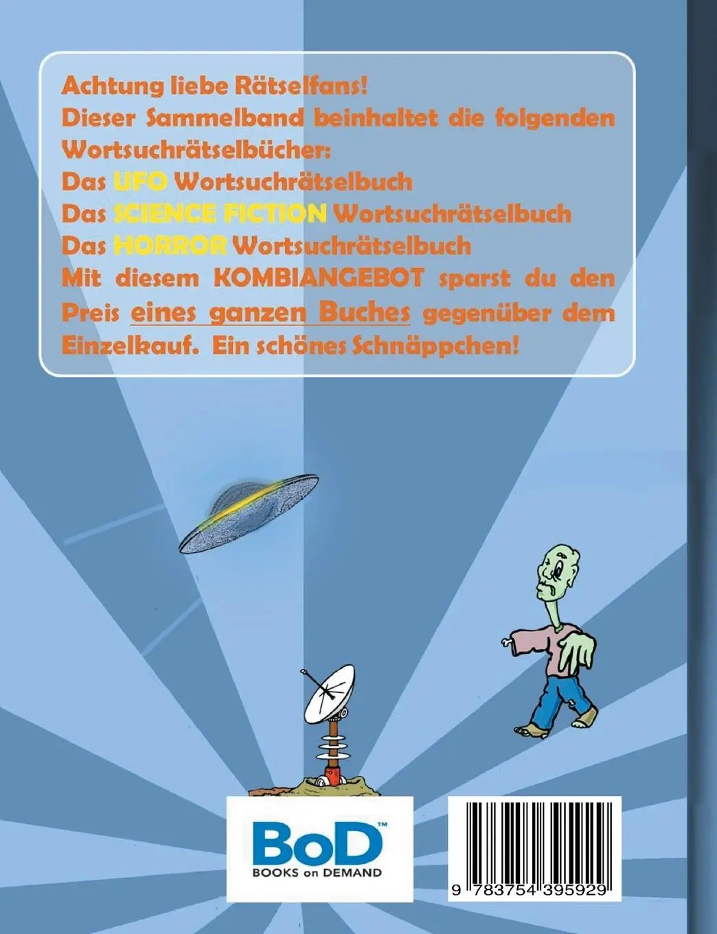 Rückseite: 9783754395929 | WORTSUCHRÄTSEL 3 in 1 SAMMELBAND UFO, SCIENCE FICTION und HORROR