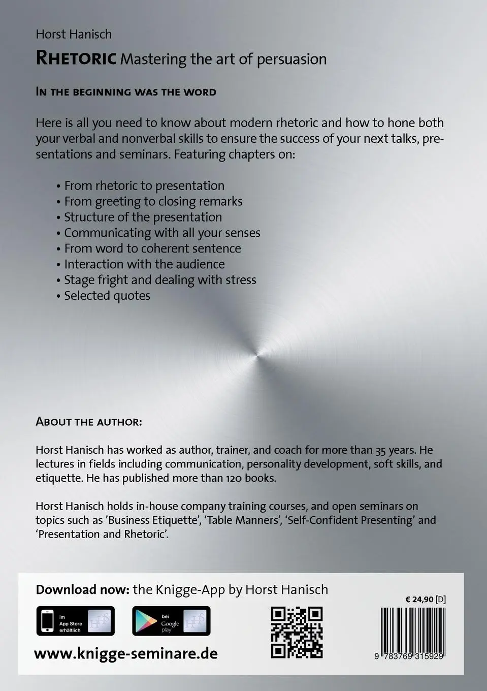Rückseite: 9783769315929 | Rhetoric - Mastering the Art of Persuasion | Horst Hanisch | Buch