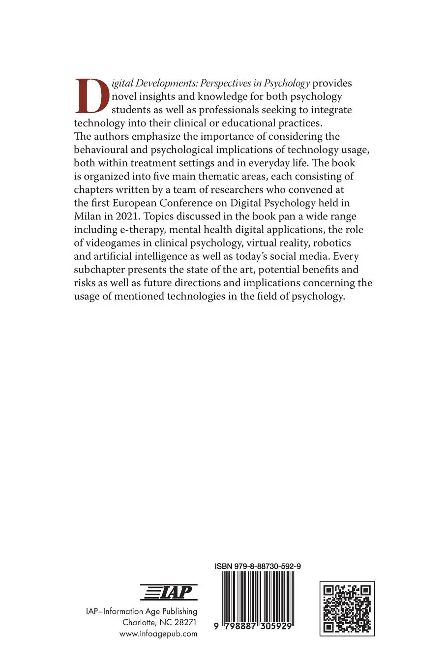 Rückseite: 9798887305929 | Digital Developments | Perspectives in Psychology | Mihalits (u. a.)