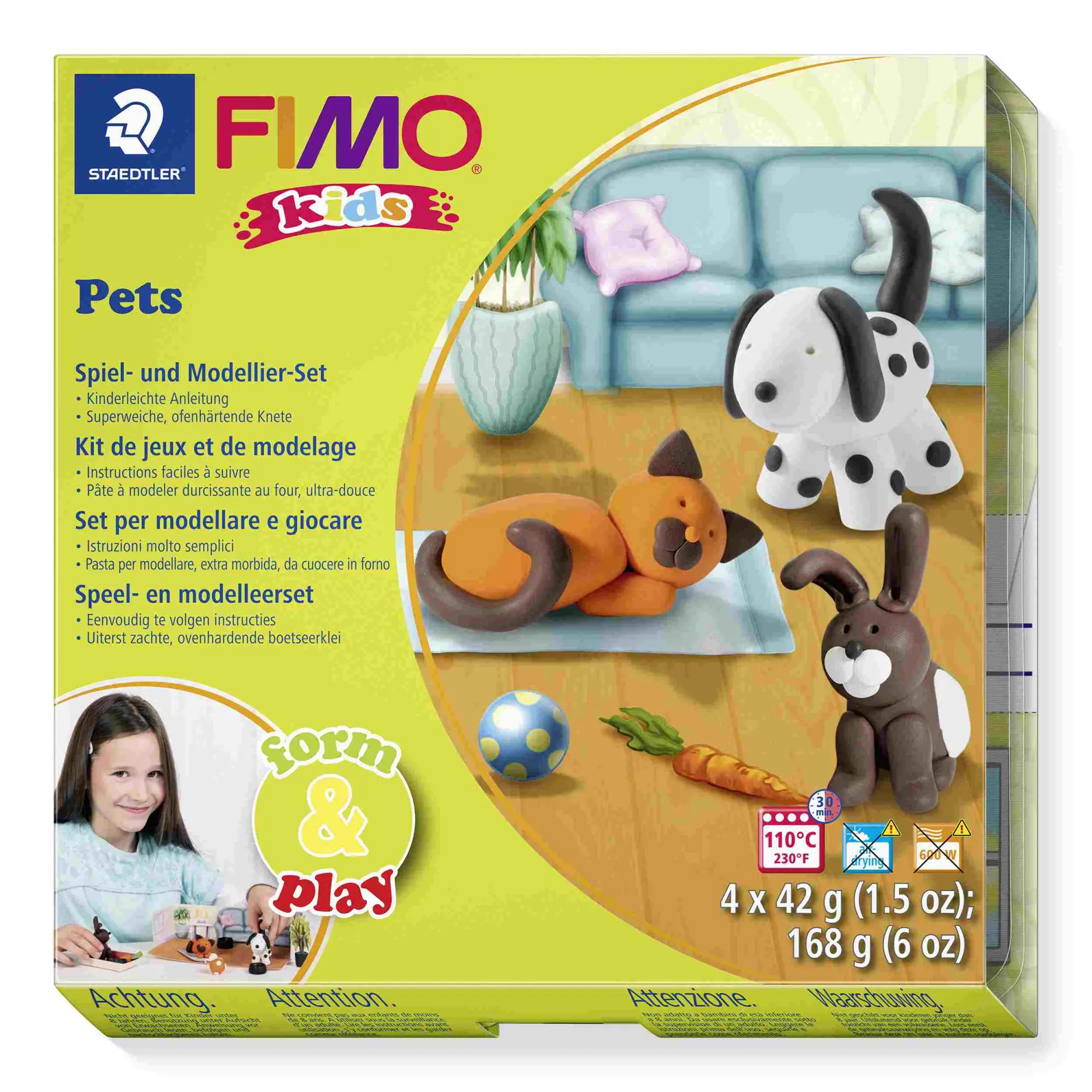 Cover: 4007817806029 | FIMO ofenhärtende Modelliermasse FIMO kids 8034 Set Haustiere, 4 x...
