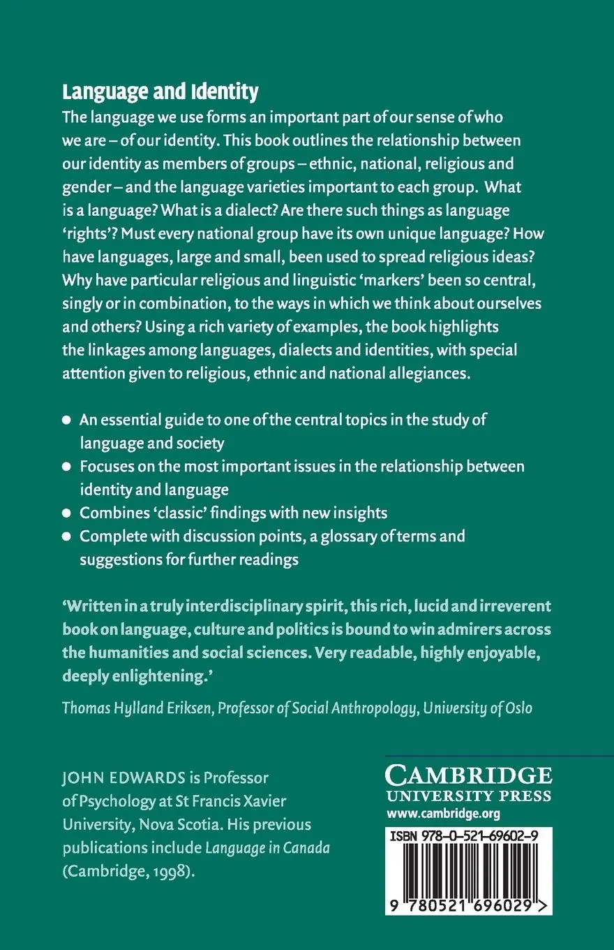 Rückseite: 9780521696029 | Language and Identity | John Edwards | Taschenbuch | Englisch | 2015
