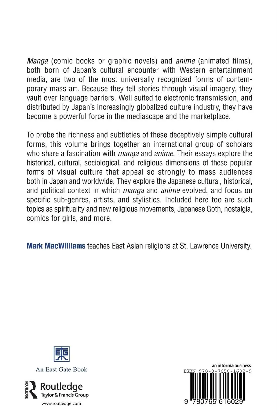 Rückseite: 9780765616029 | Japanese Visual Culture | Explorations in the World of Manga and Anime