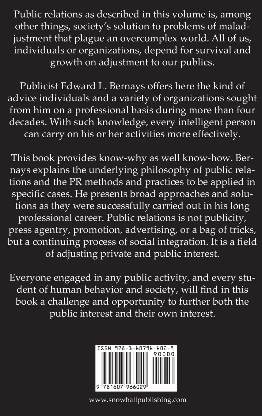Rückseite: 9781607966029 | Public Relations | Edward L. Bernays | Buch | Englisch | 2016