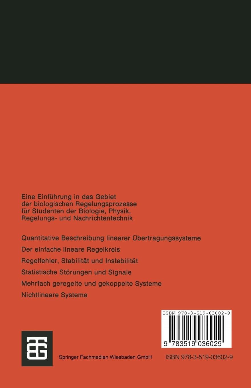 Rückseite: 9783519036029 | Biologische Kybernetik | Regelungsvorgänge in Organismen | Röhler | ii