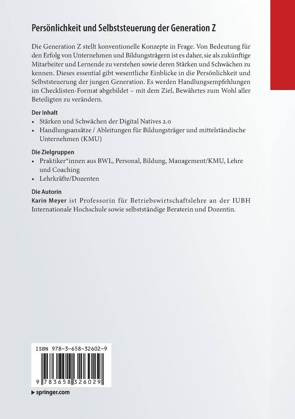 Rückseite: 9783658326029 | Persönlichkeit und Selbststeuerung der Generation Z | Karin Meyer | xi