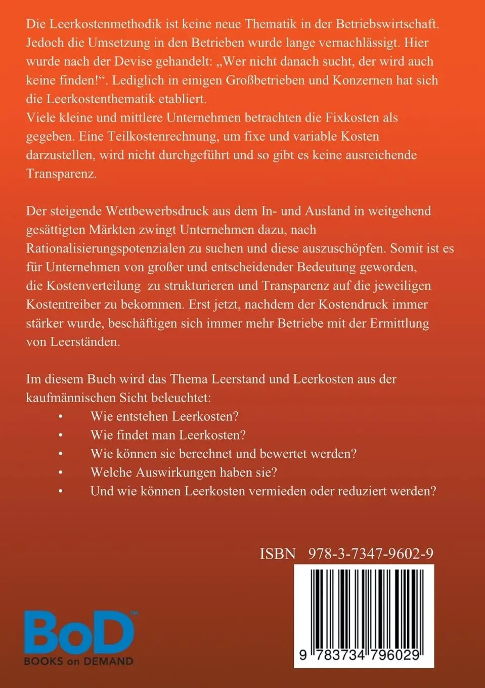 Rückseite: 9783734796029 | Leerkosten | Hajo Kannenberg | Taschenbuch | 208 S. | Deutsch | 2015