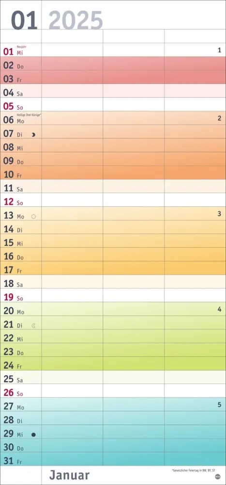 Bild: 9783756406029 | Bunte Wochen Planer für 2 2025 | Kalender | Spiralbindung | Deutsch