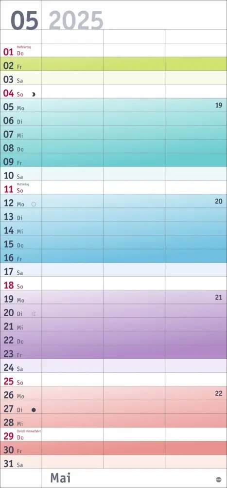 Bild: 9783756406029 | Bunte Wochen Planer für 2 2025 | Kalender | Spiralbindung | Deutsch