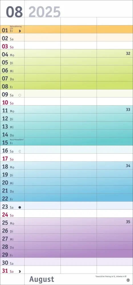 Bild: 9783756406029 | Bunte Wochen Planer für 2 2025 | Kalender | Spiralbindung | Deutsch