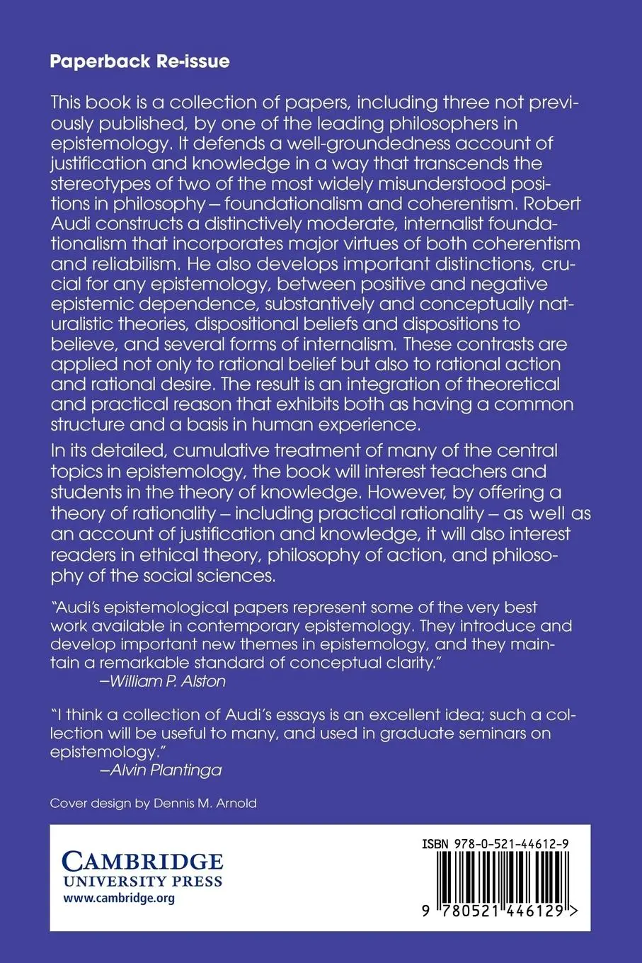 Rückseite: 9780521446129 | The Structure of Justification | Robert Audi (u. a.) | Taschenbuch