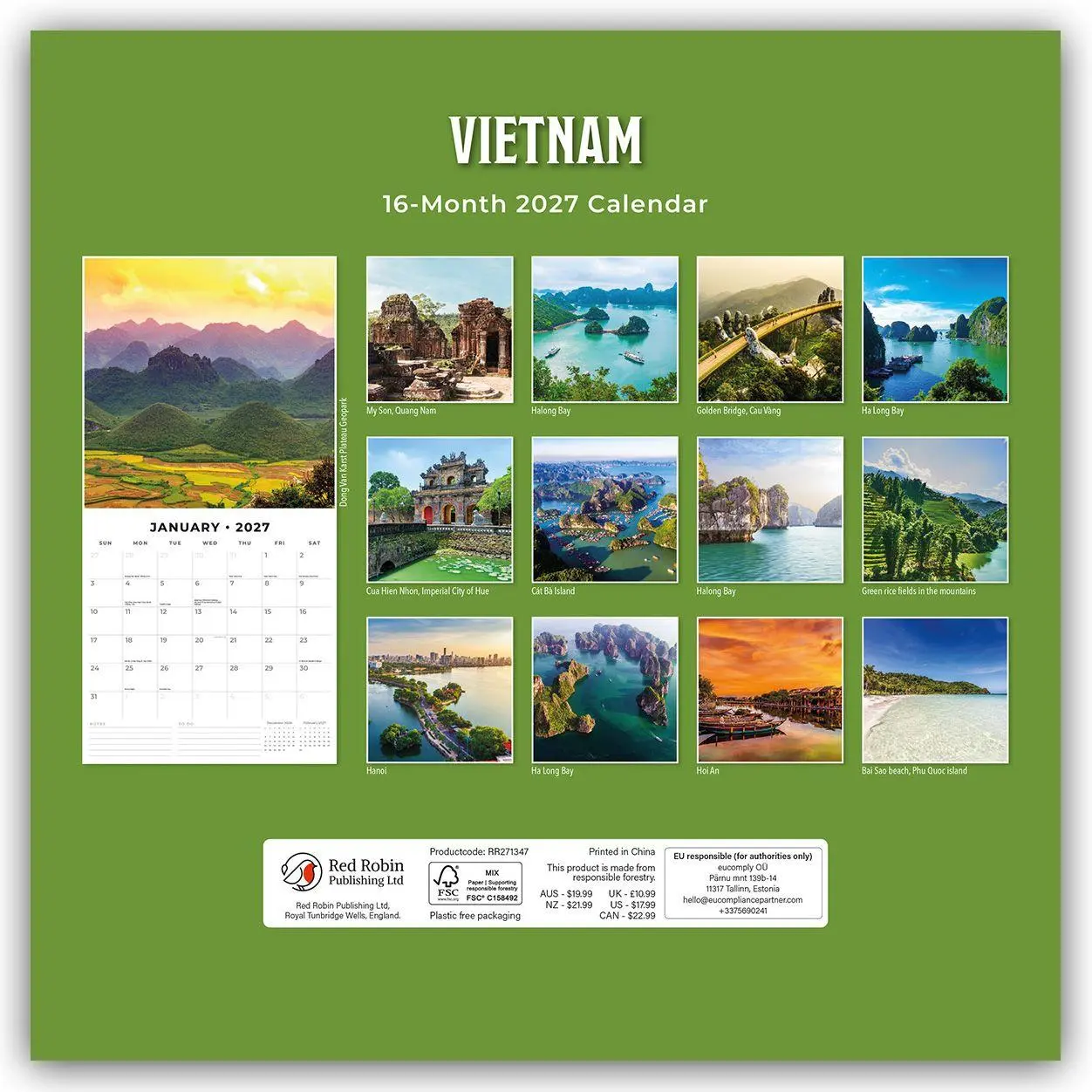 Rückseite: 9781837016129 | Vietnam 2027 - 16-Monatskalender | Robin Red | Kalender | 28 S. | 2027