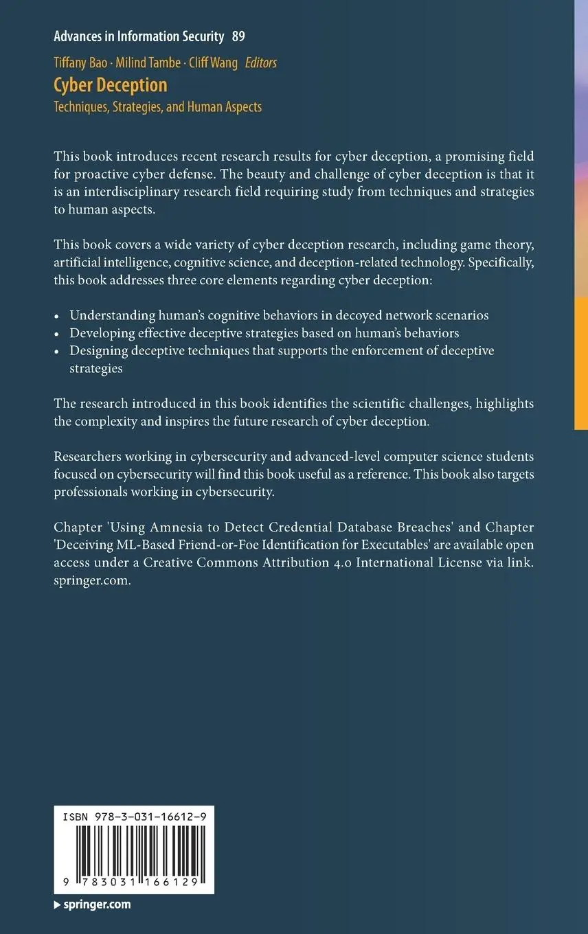 Rückseite: 9783031166129 | Cyber Deception | Techniques, Strategies, and Human Aspects | Buch | x