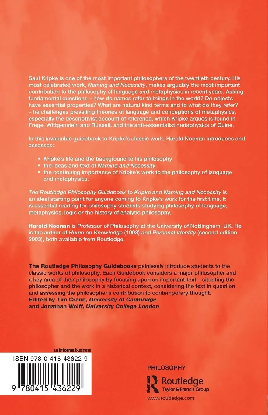Rückseite: 9780415436229 | Routledge Philosophy GuideBook to Kripke and Naming and Necessity