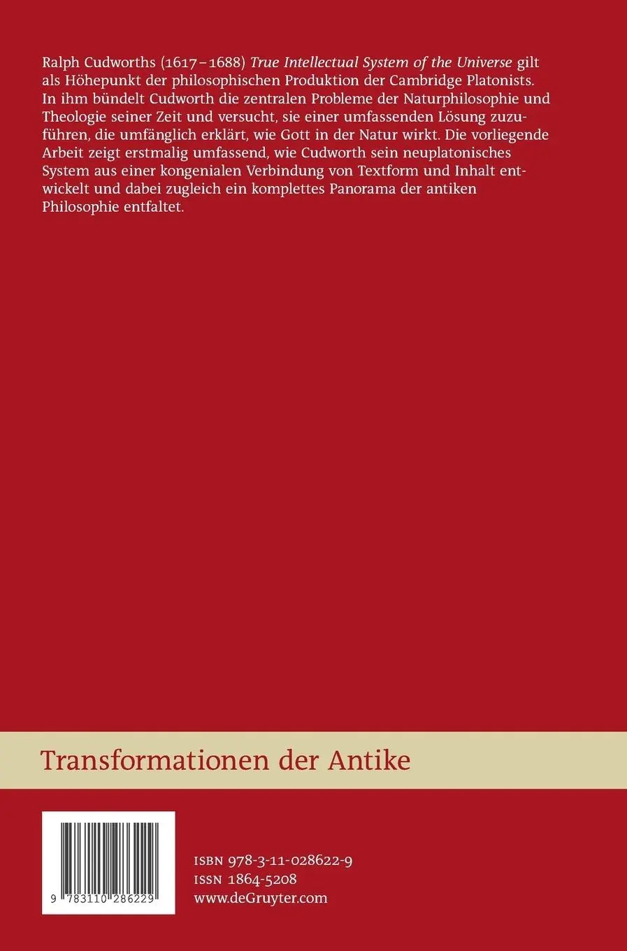 Rückseite: 9783110286229 | Ralph Cudworth - System aus Transformation | Lutz Bergemann | Buch