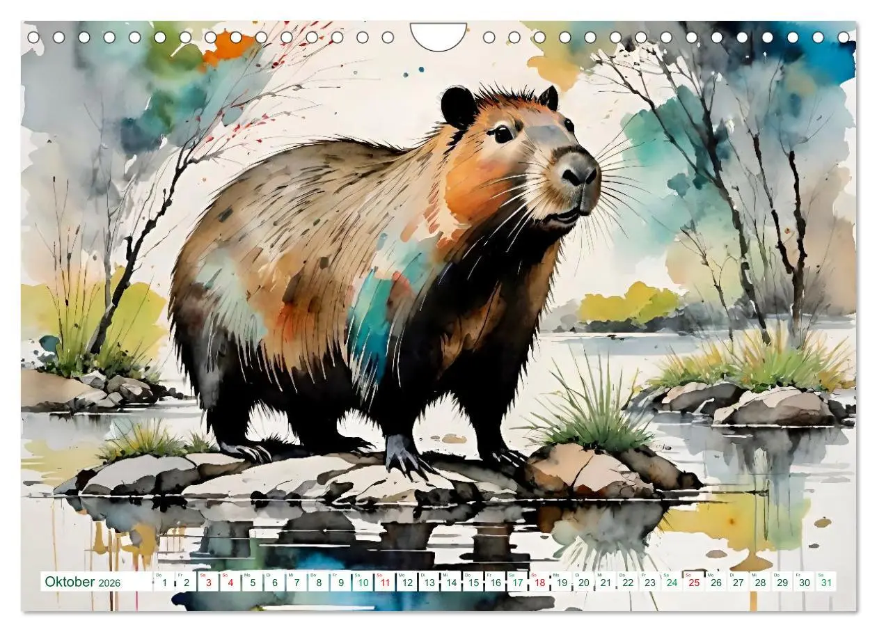 Bild: 9783457716229 | Das Capybara (Wandkalender 2026 DIN A4 quer), CALVENDO Monatskalender