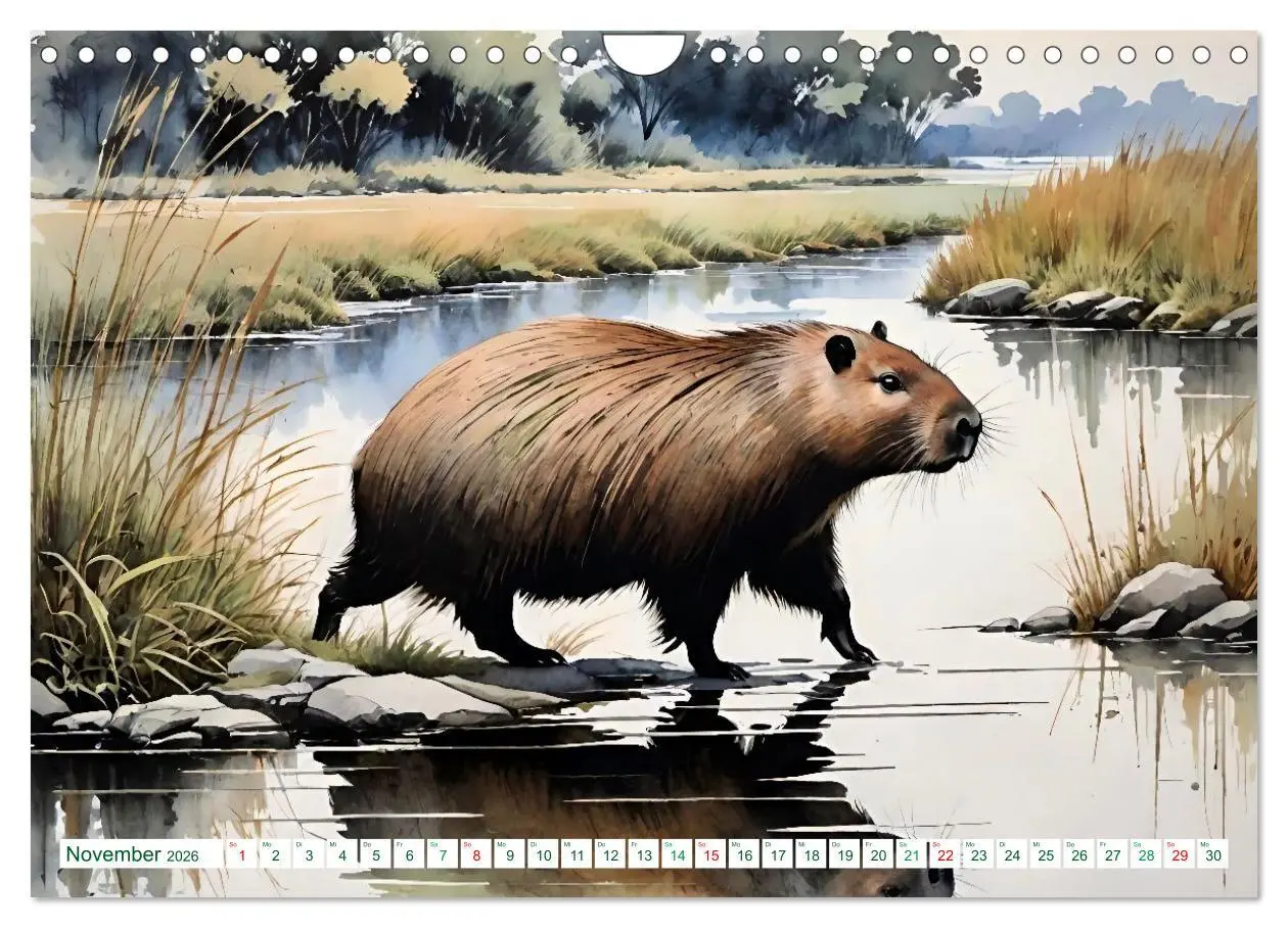 Bild: 9783457716229 | Das Capybara (Wandkalender 2026 DIN A4 quer), CALVENDO Monatskalender