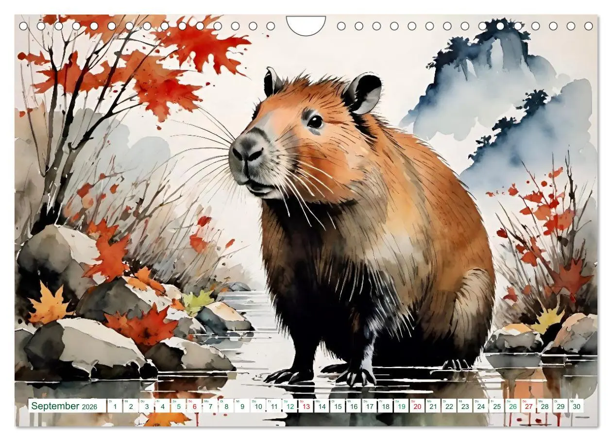 Bild: 9783457716229 | Das Capybara (Wandkalender 2026 DIN A4 quer), CALVENDO Monatskalender