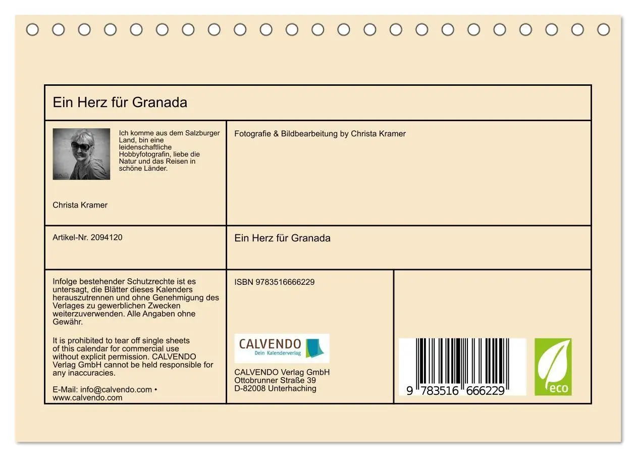 Bild: 9783516666229 | Ein Herz für Granada (Tischkalender 2026 DIN A5 quer), CALVENDO...