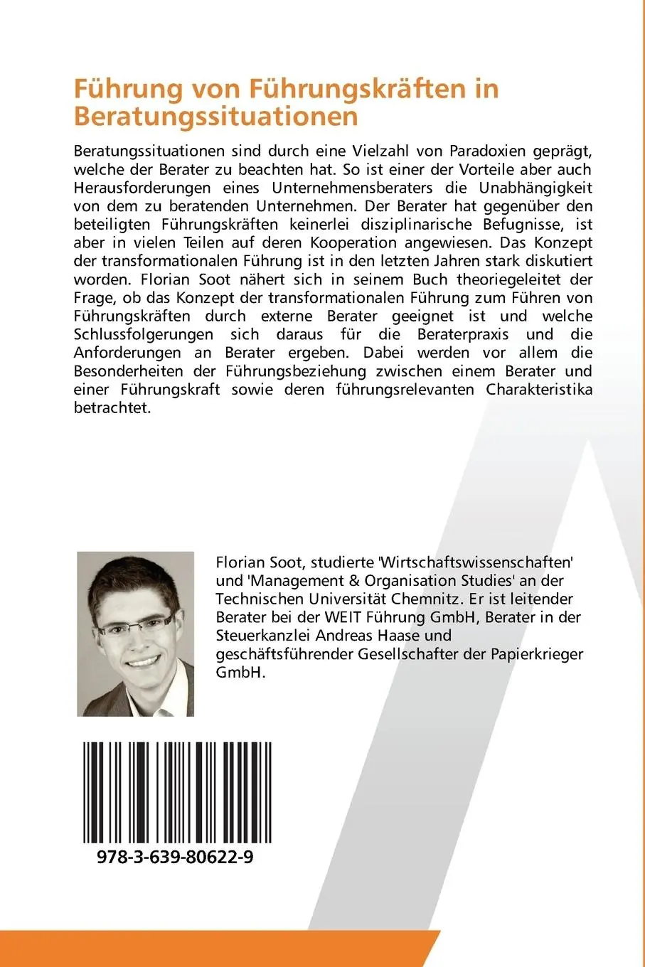 Rückseite: 9783639806229 | Führung von Führungskräften in Beratungssituationen | Florian Soot