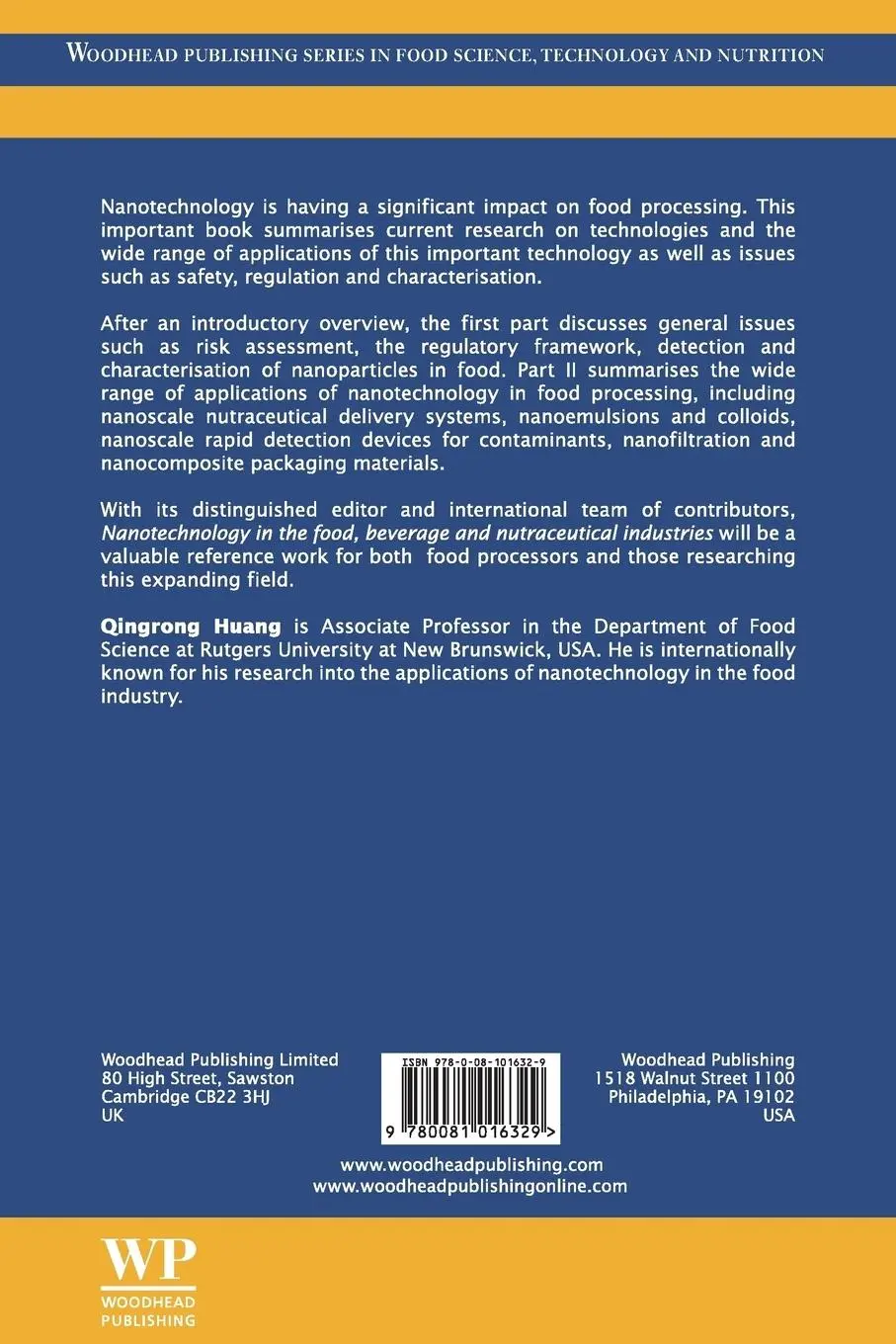 Rückseite: 9780081016329 | Nanotechnology in the Food, Beverage and Nutraceutical Industries