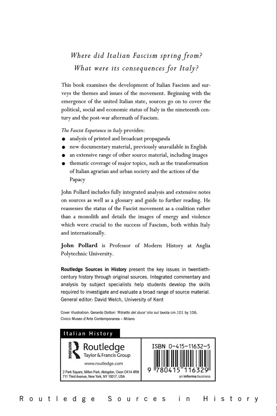 Rückseite: 9780415116329 | The Fascist Experience in Italy | John Pollard | Taschenbuch | 1998