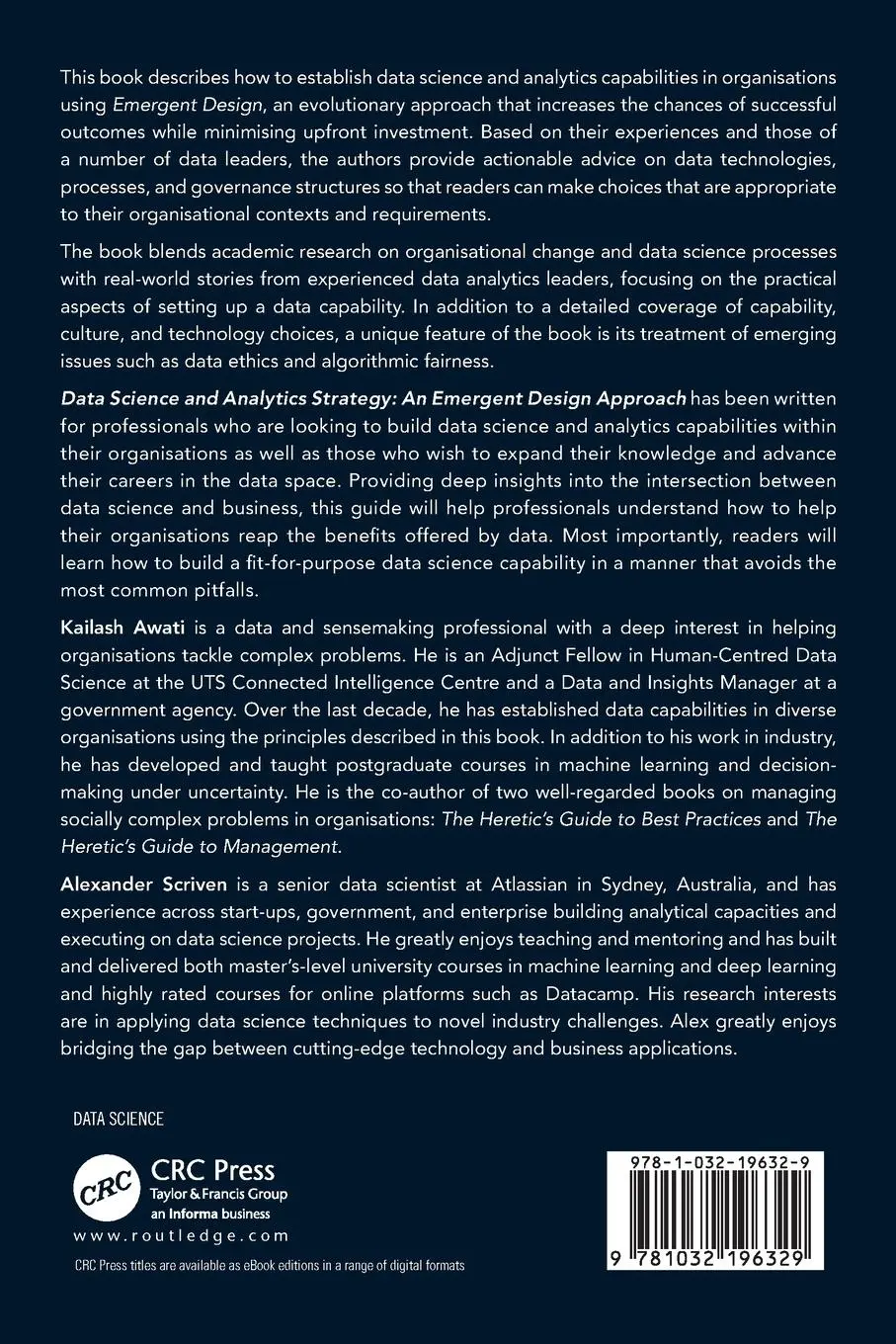 Rückseite: 9781032196329 | Data Science and Analytics Strategy | An Emergent Design Approach