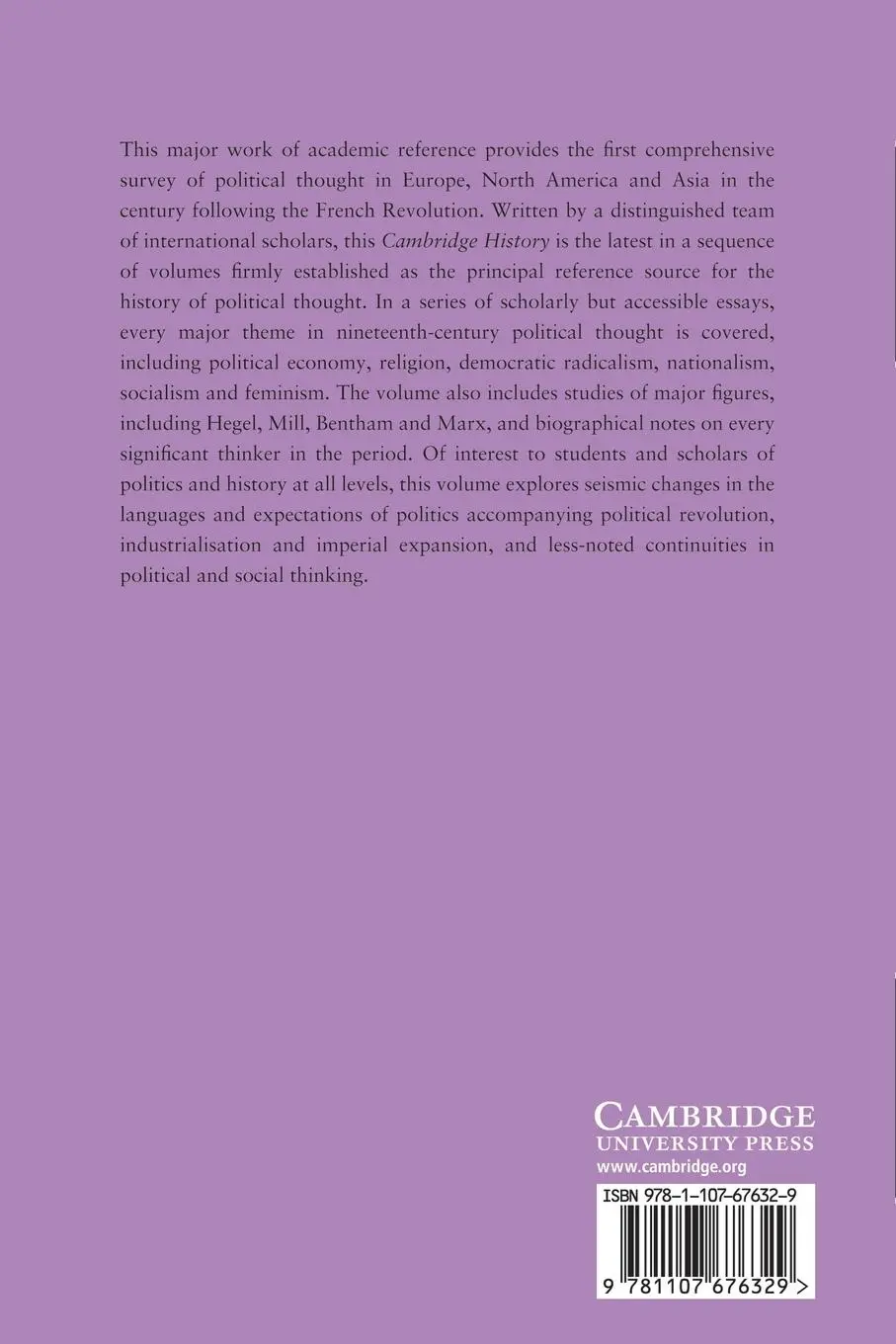 Rückseite: 9781107676329 | The Cambridge History of Nineteenth-Century Political Thought | Buch
