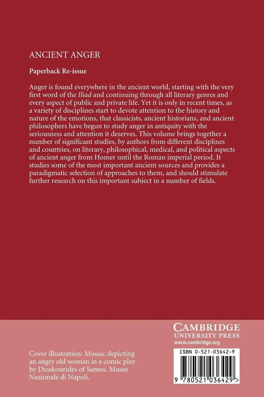 Rückseite: 9780521036429 | Ancient Anger | Perspectives from Homer to Galen | Braund (u. a.)