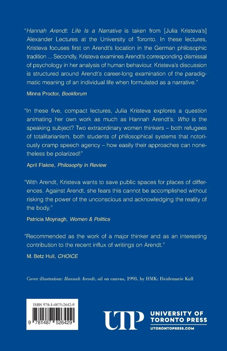 Rückseite: 9781487526429 | Hannah Arendt | Life Is a Narrative | Julia Kristeva | Taschenbuch