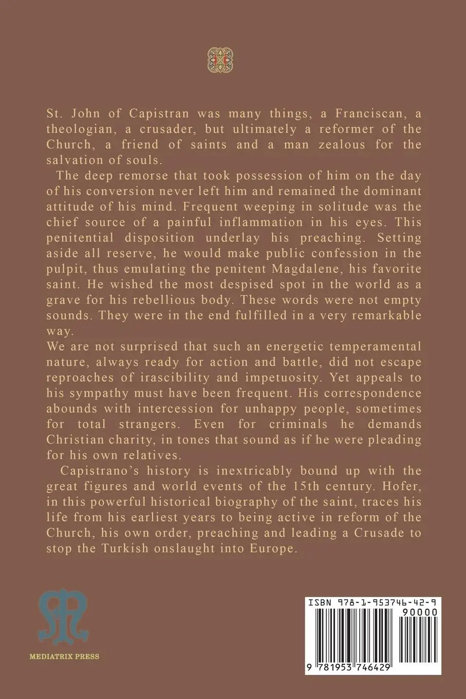 Rückseite: 9781953746429 | St. John Capistran | A Reformer in Battle | John Hofer | Taschenbuch