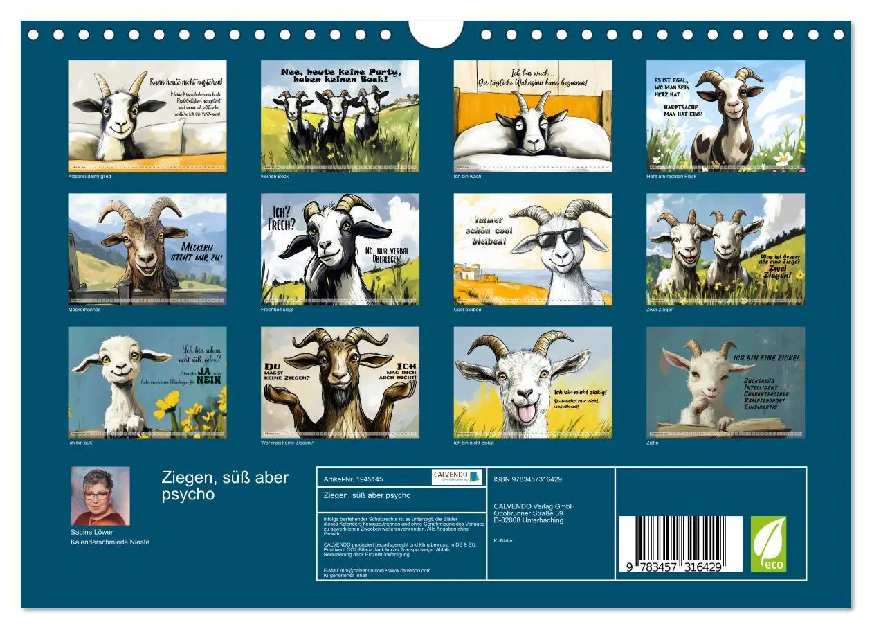Bild: 9783457316429 | Ziegen, süß aber psycho (Wandkalender 2026 DIN A4 quer), CALVENDO...