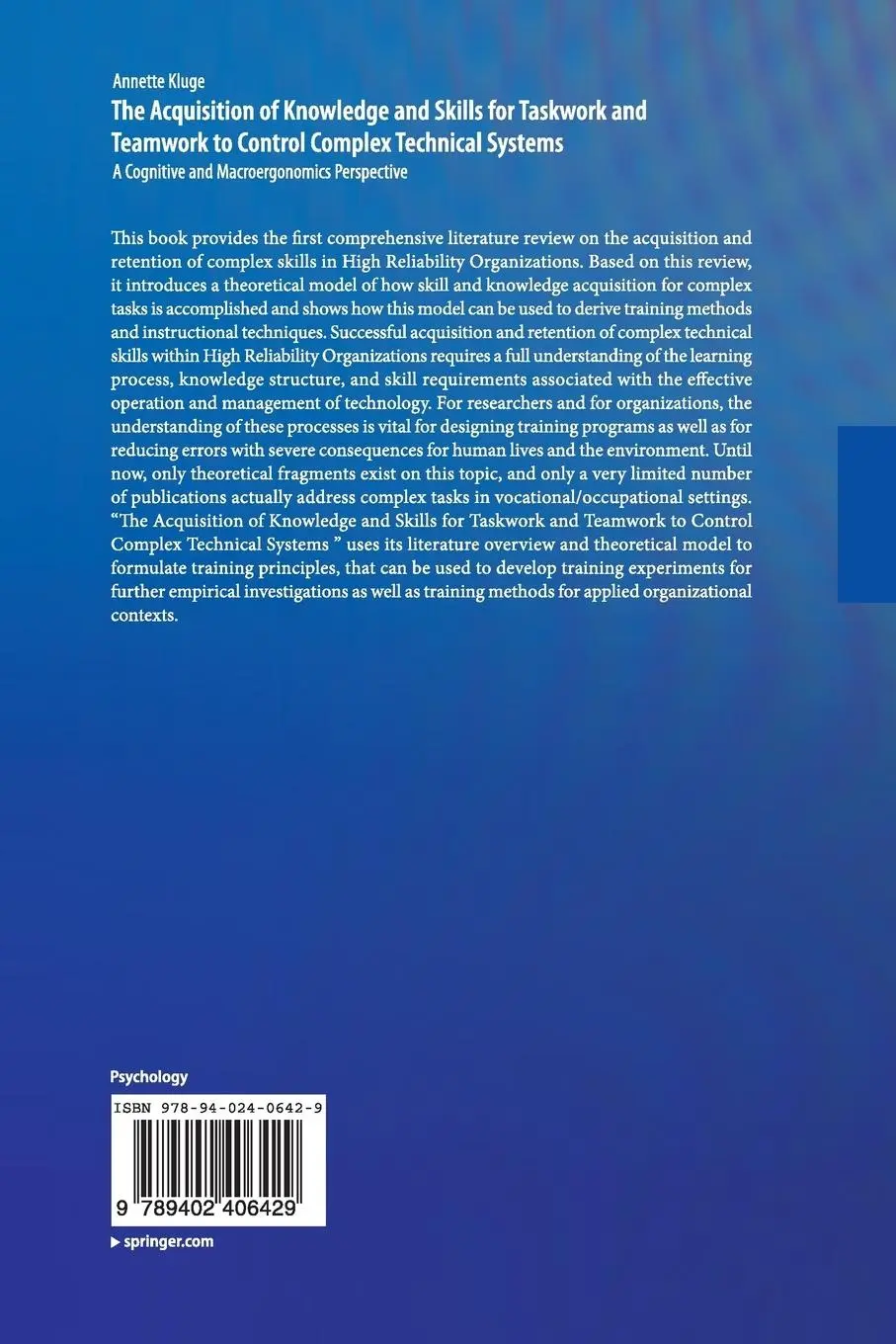 Rückseite: 9789402406429 | The Acquisition of Knowledge and Skills for Taskwork and Teamwork...
