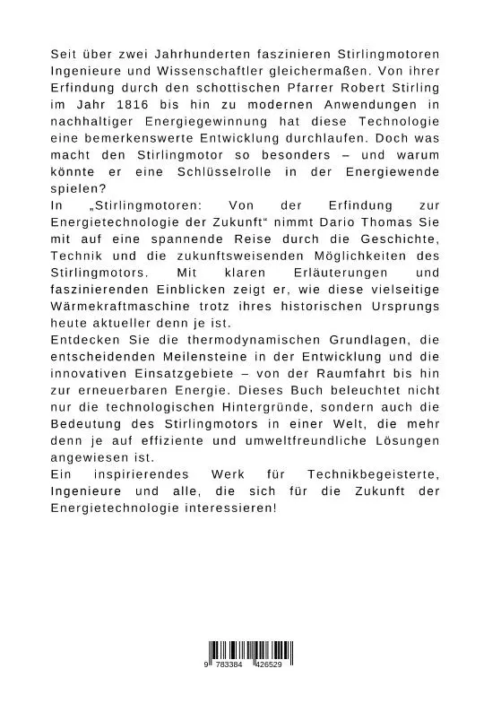 Rückseite: 9783384426529 | Stirlingmotoren: Von der Erfindung zur Energietechnologie der Zukunft