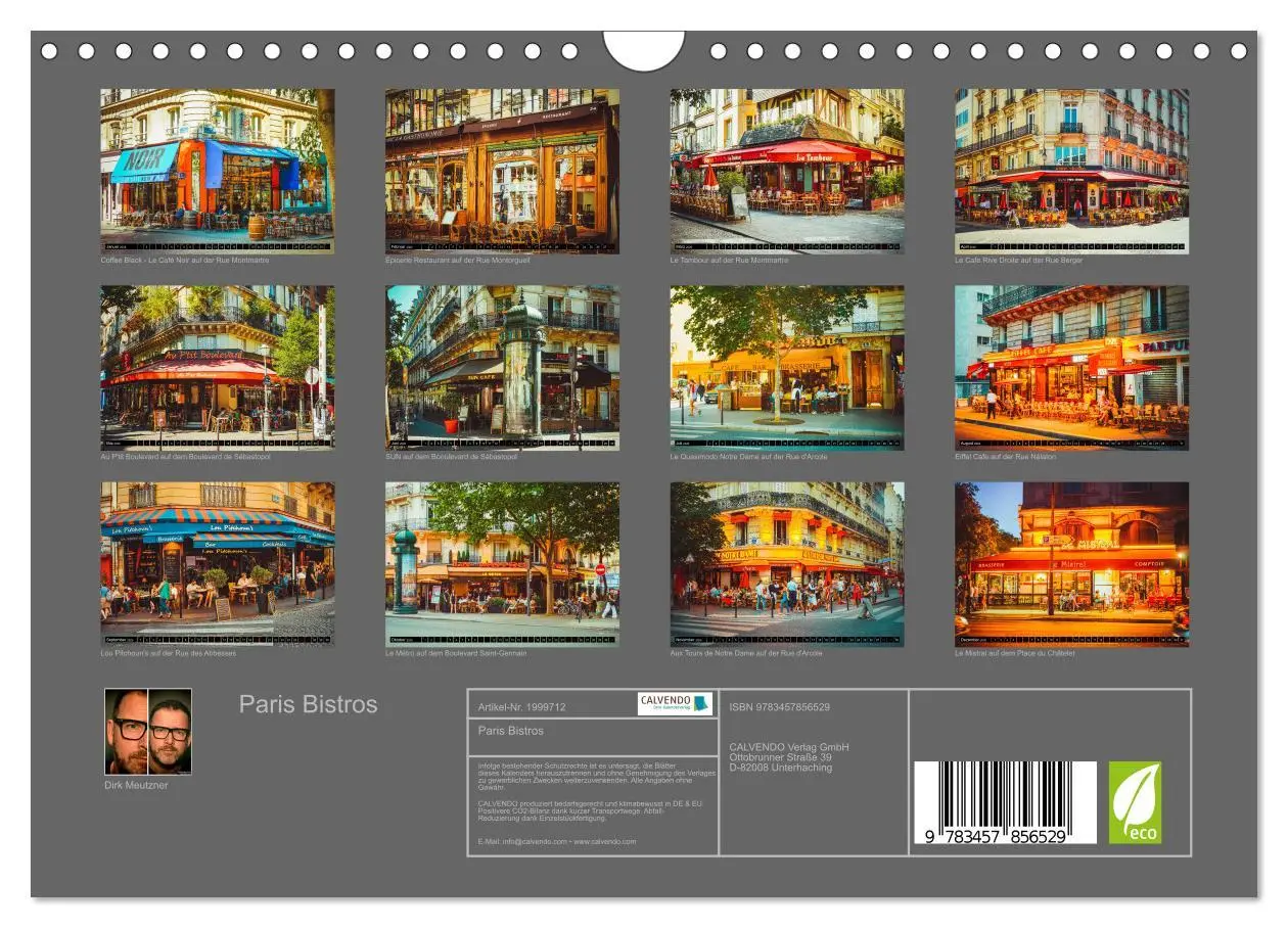 Bild: 9783457856529 | Paris Bistros (Wandkalender 2026 DIN A4 quer), CALVENDO Monatskalender